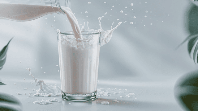 Fresh milk being poured into a glass