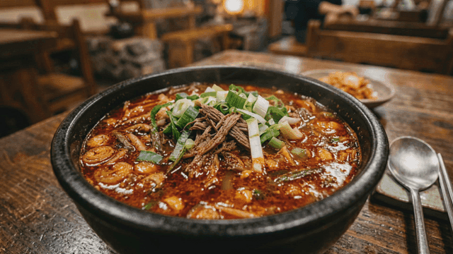Spicy beef stew at restaurant