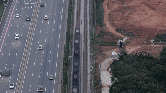 고속도로와 기찻길, 인근 숲