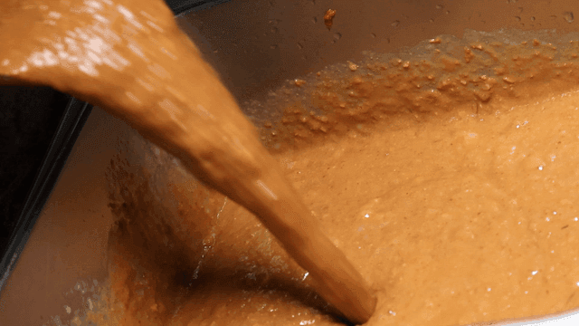 Thick soybean paste sauce poured into bowl
