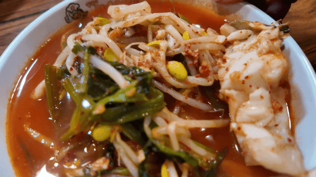 Spicy cod soup in bowl