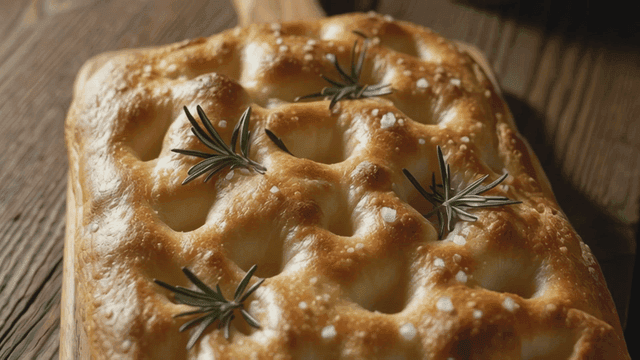 Freshly baked focaccia with rosemary