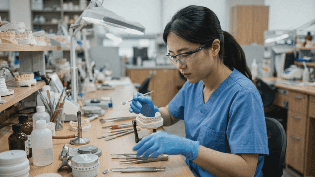 Dental hygienist who takes impressions of teeth