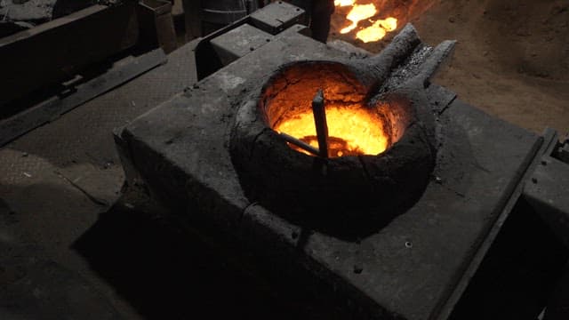 Molten metal in a foundry furnace