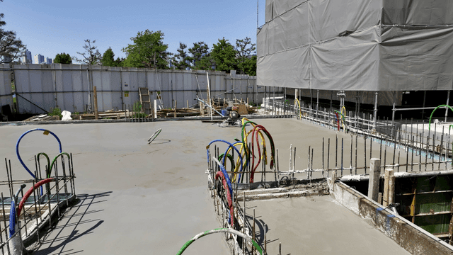 Construction site with poured concrete