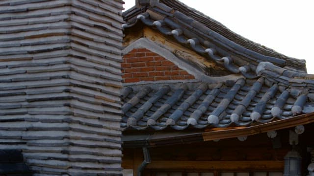 Traditional Korean Houses with Tiled Roofs