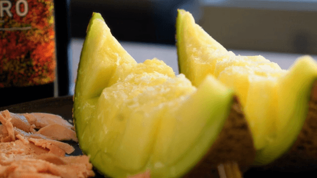 Fresh melon slices on a plate
