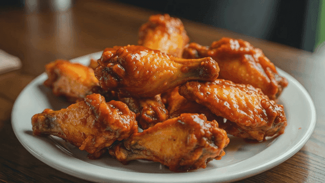 Plate of spicy chicken wings
