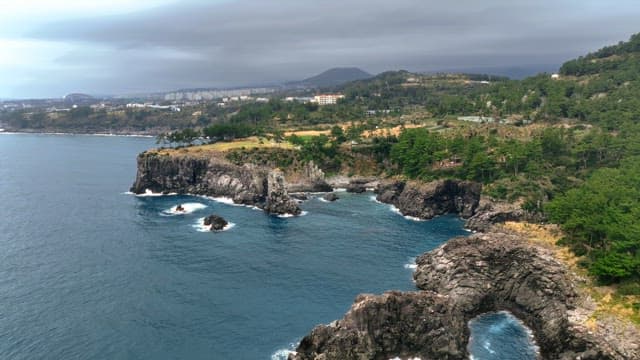 Coastal cliffs and ocean waves