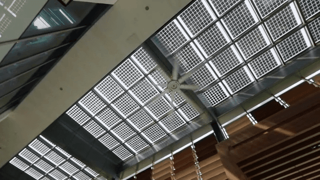 격자 무늬의 현대적인 건물 천장