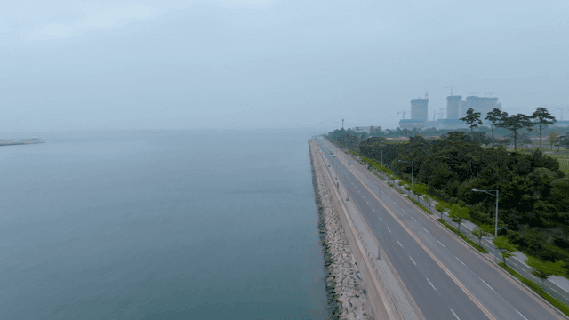 차들이 지나다니는 해안도로