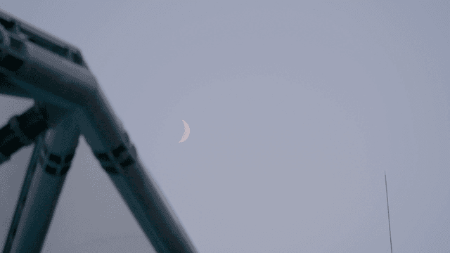 Crescent moon in the evening sky