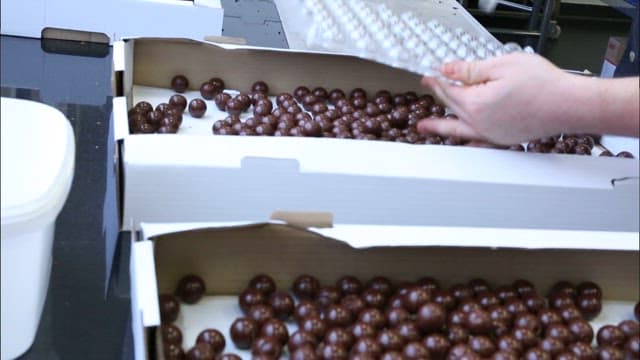 Stack of processed chocolates