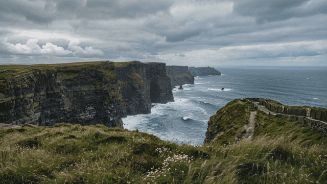 Dramatic cliffs meeting the ocean