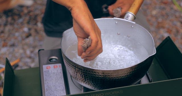 Cooking Noodles Outdoors on a Portable Stove