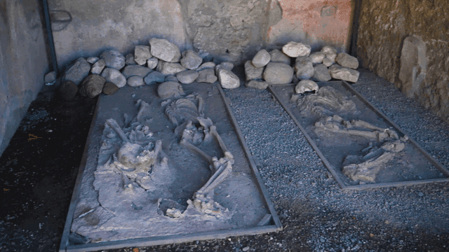 Ancient skeletons in a historical site