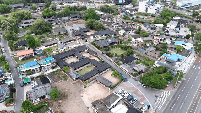 Traditional Korean village with modern roads