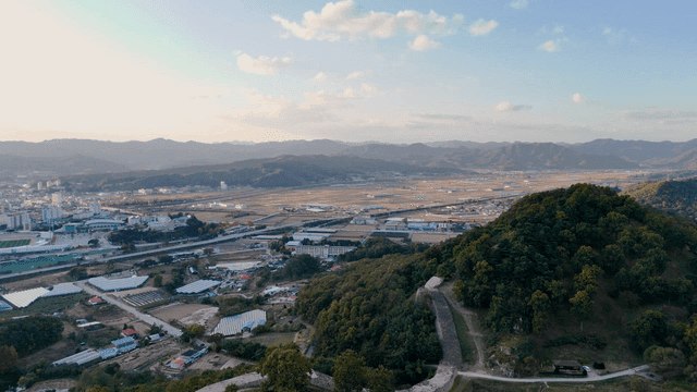 City and field scenery