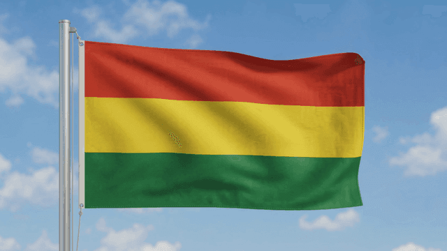 Bolivian flag fluttering against clear sky