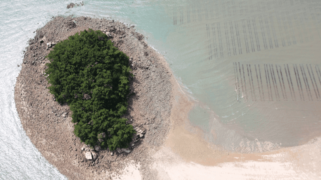 Small rocky island surrounded by sea