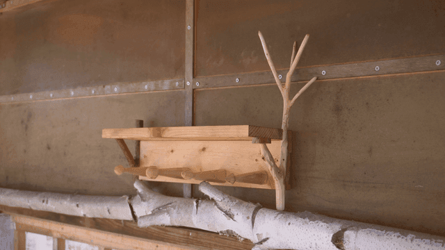 흰 나뭇가지 디자인 나무 선반