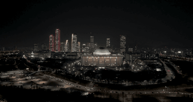 City night view with high-rise buildings