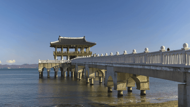 Traditional pavilion on a seaside pier