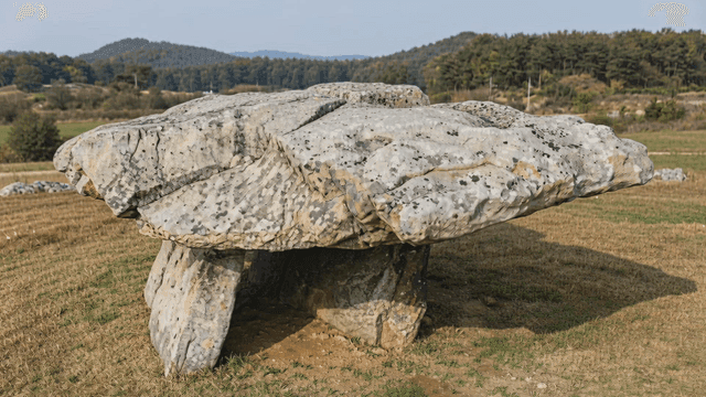 Large dolmen in grass