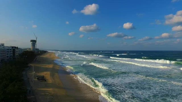 연안 도시의 항공 전망
