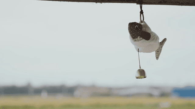 종이 매달려 있는 액막이 명태가 바람에 흔들리는 모습