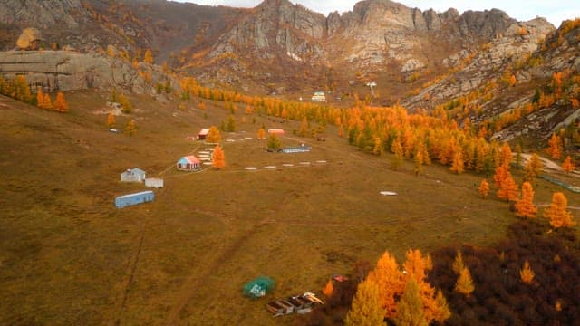 Autumn landscape with colorful trees and mountains