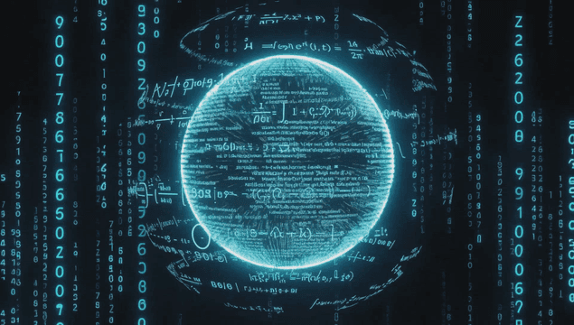 Glowing digital sphere with numbers