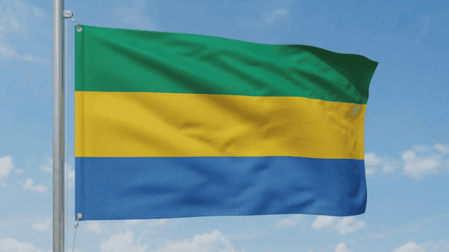 Gabonese flag fluttering against clear sky