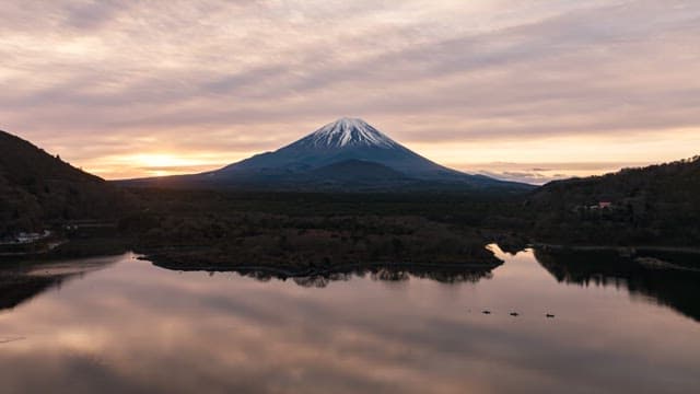 Serene Mount Fuji landscape at sunrise
