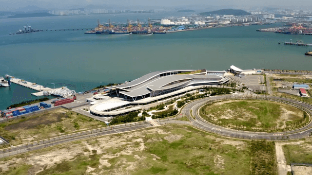 Modern port terminal by the sea