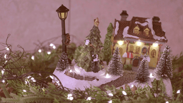 Miniature Christmas figures with lights