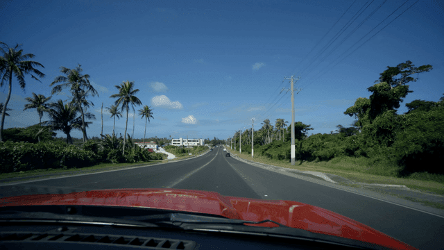 Scenic drive on a tropical highway