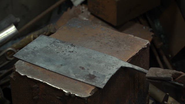 Metal being forged on an anvil