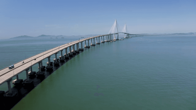 Long bridge stretching over the sea