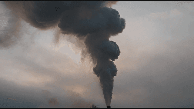Factory chimney emitting thick smoke