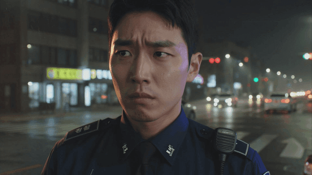 Traffic police with serious expression