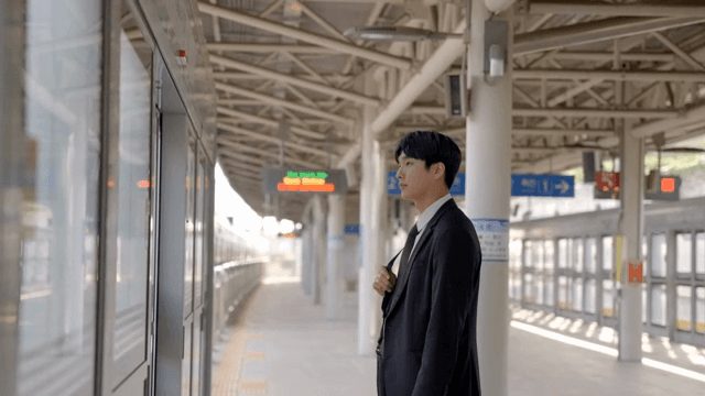 Office worker waiting for the subway