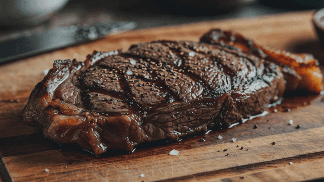 Juicy steak seasoned with spices