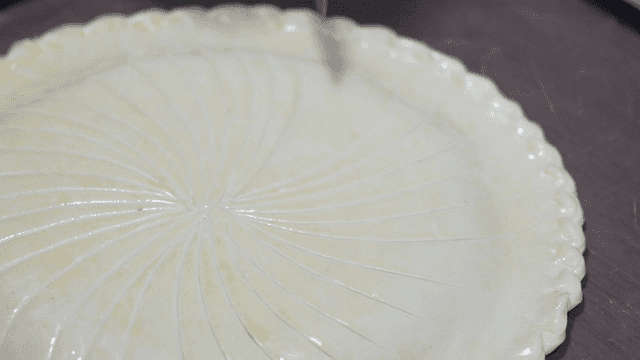Pie decorated with knife