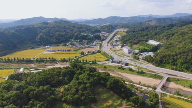 Rural landscape with fields and roads