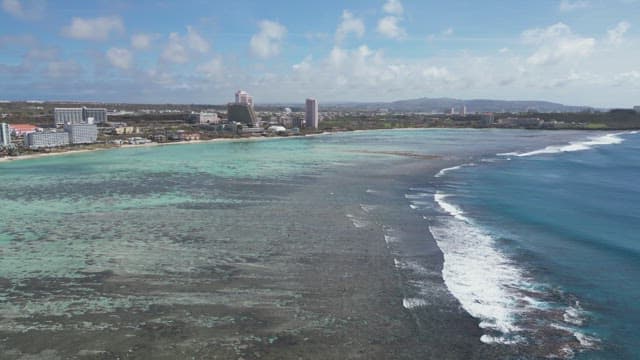 Coastal city with turquoise waters