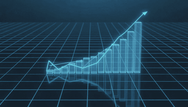 Digital graph showing upward trend