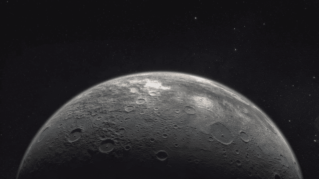 달 표면의 크레이터와 별들