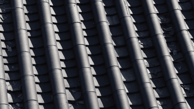 햇빛 속 전통 한국 기와