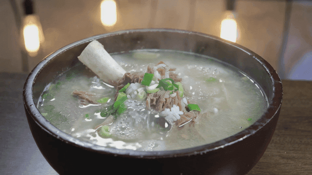 Steaming hot beef rib soup